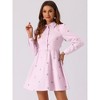 INSPIRE CHIC Women's Casual Long Sleeve Half Placket Embroidered Floral Mini Shirt Dress - 3 of 4