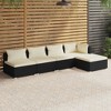 vidaXL Patio Lounge Set 5 Piece with Cushions - Poly Rattan Black Outdoor Furniture Set - Modular Design, Sturdy Steel Frame - 2 of 4