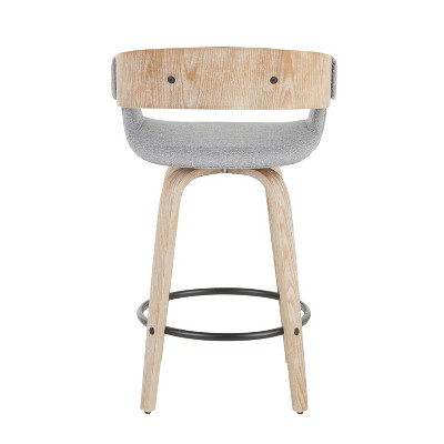 Elisa 18.75'' Gray and Gold Mid Century Modern Swivel Counter Stool