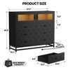 6 Drawer Dresser for Bedroom with LED Lights and Charging Station, Wooden Double Dresser with 2 Shelves & Mental Grid Handle - 2 of 4