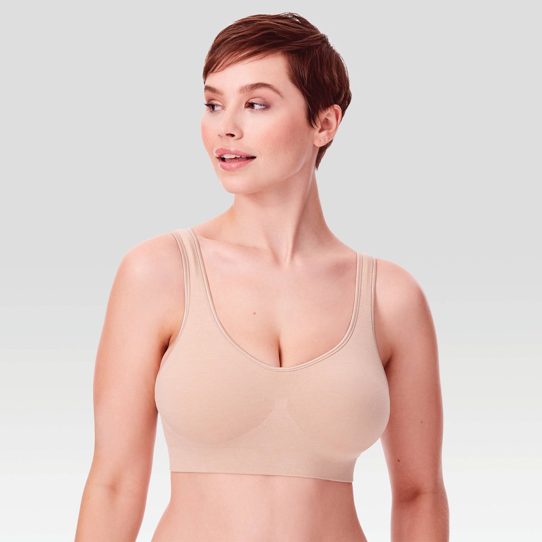 Beauty By Bali Women's Comfort Revolution Alpha Bra B488 - Nude L: Wireless Scoopneck, Adjustable Back Closure, Wide Straps