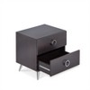 Gulches Black Nightstand, 20 Inch High, 2 Drawers with Round Single - Loop Handles, Metal Legs - 4 of 4