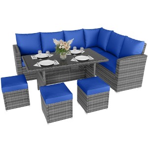 7-Piece Outdoor Patio Furniture Set, 9 Seat PE Rattan Patio Furniture Set with Dining Table & Ottomans, Seat Cushions,Outdoor Sofa - 1 of 4