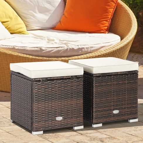 Outdoor on sale rattan ottoman