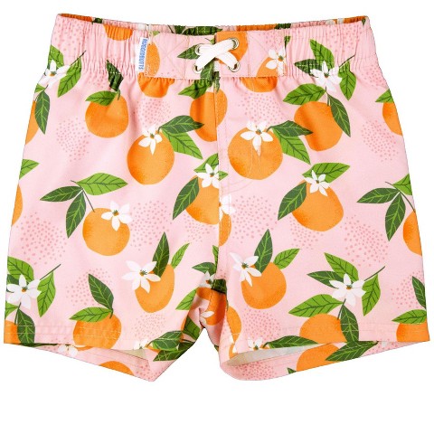 RuggedButts Boys Orange You The Sweetest UPF50+ Swim Trunks - Pink Orange You The Sweetest, 4T