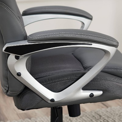 ErgoExec High-Back Swivel Executive Chair in Light Gray Mesh & Faux Leather