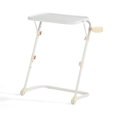 FurnitureR Folding Side Table, Multi - functional Collapsible Table with Adjustable Design, Space - Saving for Living Room, White