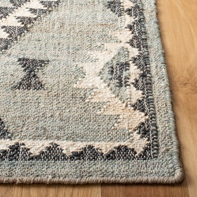 Handmade Blue and Black Wool Kilim Area Rug