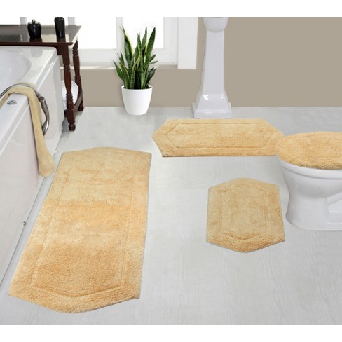 Home Weavers Inc Set of 4 Waterford Collection Yellow Cotton Tufted Bath Rug Set - Home Weavers