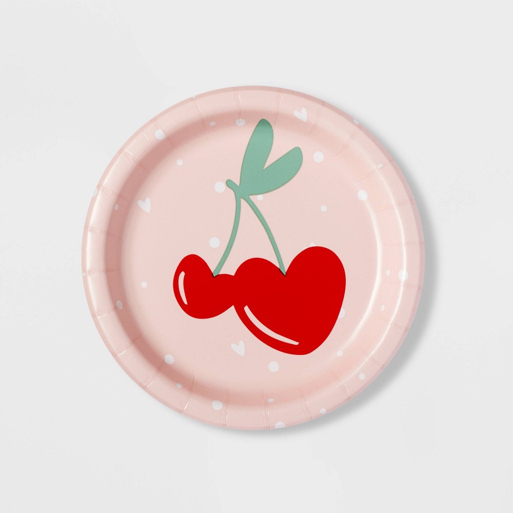 20ct 6.75" Cherry Valentine Snack Plates - Spritz™ 24 pcs 20 