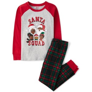 The Children's Place Kids Matching Family Christmas Long Raglan Sleeve Santa Squad Snug Fit Cotton Pajamas - 1 of 4