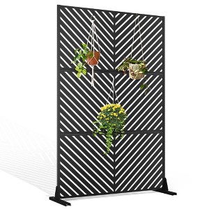 TUYOHW Metal Privacy Screen Outdoor, Decorative Privacy Panels, Freestanding Privacy Screen for Patio, Garden, Pool (White Square) - 1 of 4