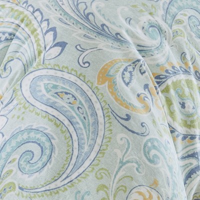 Cortona Full/Queen Green and Blue Cotton Paisley Bedspread Cover Set