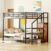 MAYEERTY Full Over Full Metal Bunk Bed, Lateral Storage Ladder Wardrobe, Bedroom, White - 2 of 4