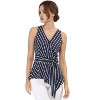 Allegra K Women's Sleeveless V Neck Tie Waist Asymmetric Hem Wrap Peplump Tops - 2 of 4