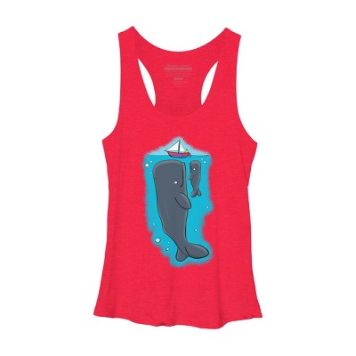 Women's Design By Humans Cute whales and sailing boat cartoon illustration By thefrogfactory Racerback Tank Top