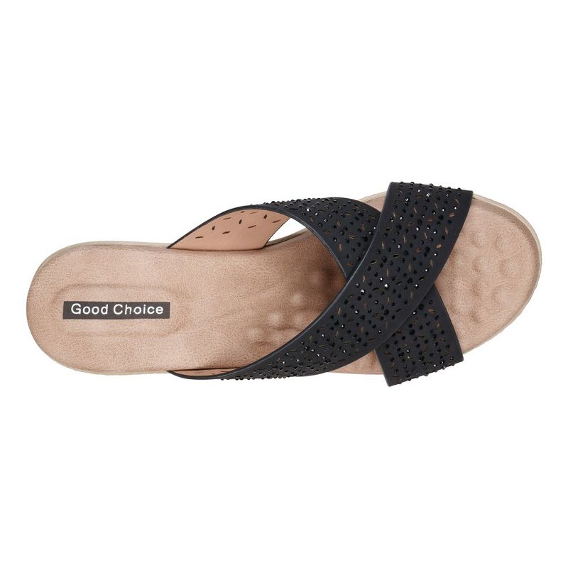 GC Shoes Malia Embellished Cross Strap Comfort Slide Wedge Sandals, 4 of 6
