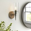 Dewdrop Rustic Wall Sconce with Clear Glass Shade, Black and Wood Finish, Farmhouse Wall Light - 2 of 4