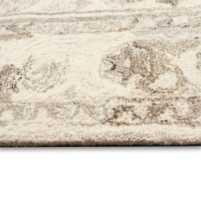 Ivory Hand-Tufted Wool Medallion Rectangular Area Rug