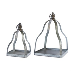 Grey and Black Galvanized Metal Lantern Set , 2 Pieces by Melrose - 1 of 3