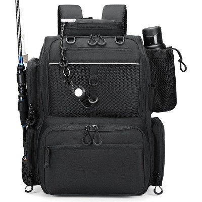 Fishing Tackle Backpack with Rod Holders, Bottle Holder, Storage Bag Store Fishing Gear
