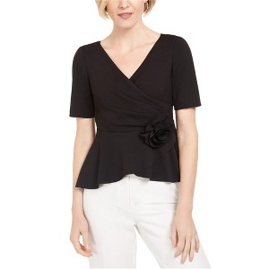 Adrianna Papell Womens Rosette Trim Peplum Blouse - 1 of 1