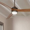 52" Casa Vieja Rustic Farmhouse 3 Blade Indoor Ceiling Fan with Dimmable LED Light Remote Control Oil Rubbed Bronze Walnut Wood for Living Room House - 2 of 4