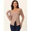 Seta T Women's V Neck Wrap Long Sleeve Criss Cross Casual Pullover Sweater - 2 of 4