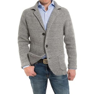 Coolmee Men's Casual Cardigan Sweater Shawl Collar Button Down Knit Blazer Jacket Knitwear with Pockets - 1 of 4