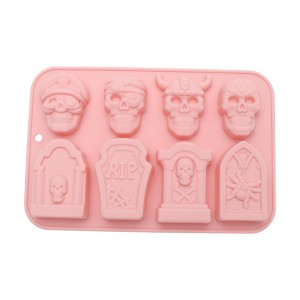 Unique Bargains Candy Mould 8-Cavity Tombstone Skull Candy Mould Hand Wash 7.8"x5.2"x0.91" 1 Pc - 1 of 4