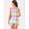 cheibear Women's Rainbow Stripe Tank Tops with Shorts Pajama Sets with Pockets - 3 of 4