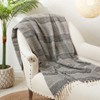 Saro Lifestyle Stripe Diamond-Patterned Fringed Throw, Black, 50"x60" - 3 of 3