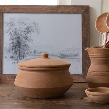 Natural Terracotta Serving Pot with Lid by Foreside Home & Garden