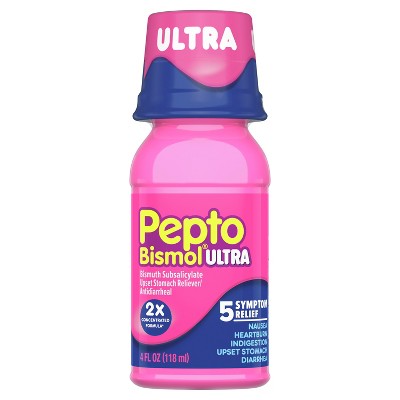 Pepto Bismol Liquid Ultra for Nausea, Heartburn, Indigestion, Upset Stomach, and Diarrhea - 5 Symptom Fast Relief, Original Flavor 4 oz