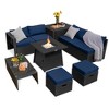 Costway 9PCS Patio Rattan Furniture Set Fire Pit Space-saving W/ Cushion cover - image 3 of 4