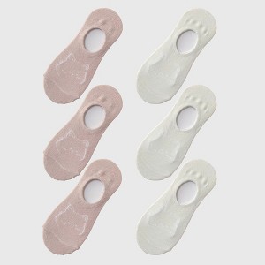 Alilang Women's Non-slip No Show Socks 6pk Invisible Liner Adorable Bear - 1 of 3
