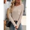 Womens Waffle Knit Tops Oversized Long Sleeve Crewneck Shirts Business Casual Blouses Basic Shirts - 3 of 4