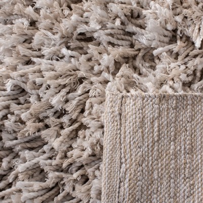 Beige/Ivory 3' x 5' Handmade Reversible Shag Area Rug