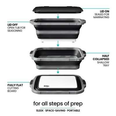 Modern Innovations Collapsible BBQ Prep Tub 16 L with Lid Drain Spout Cutting Board Marinating Grilling Tray Food Storage for Outdoor Cooking Camping Tailgating Kitchen — фото 2