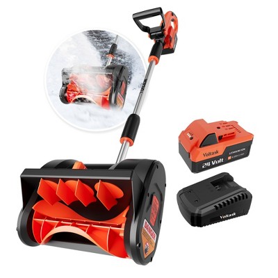 VOLTASK 24V Electric Snow Blower, 12-Inch Lightweight Snow Shovel Cordless with 4.0Ah Battery & Quick Charger Included for Walkways and Driveways