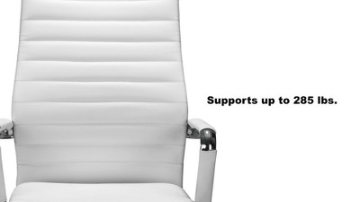 White High Back Leather Swivel Arm Chair