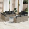 vidaXL 12 Piece Patio Sofa Set with Cushions Gray Poly Rattan - Without table - 2 of 4