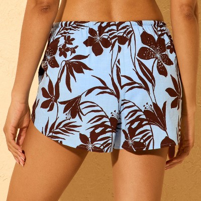 Shade & Shore Women's Swim High Waist Floral Print Cover Up Shorts - Shade & Shore™ Blue S — фото 2