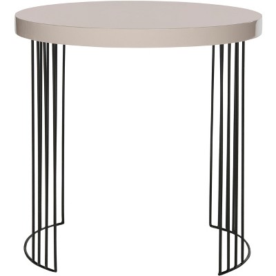  Kelly Mid Century Scandinavian Lacquer Side Table - Taupe/Black - Safavieh 