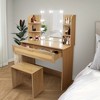 NicBex Vanity Desk with Mirror Vanity with Large Mirror, Modern Wood Cosmetic Table Set with 6 Open Shelves and 1 Stool for Bedroom - 4 of 4