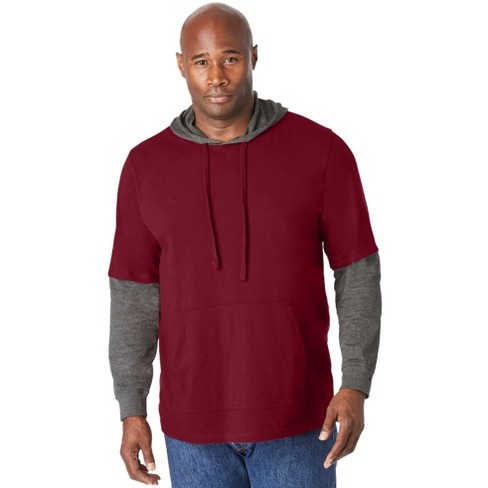 Kingsize Men's Big & Tall Fleece Pullover Hoodie - Tall - 4xl, Burgundy Marl  Red : Target