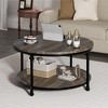Round Coffee Table for Living Room Rustic Center Table with Storage Shelf - 3 of 4