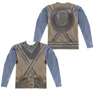 Men's Gunslinger (Front Back Print) Long Sleeve Costume T-Shirt - 1 of 4