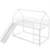 CAVINAS Twin Over Twin Metal Bunk Bed with Slide/Ladder & Guardrails,House Bed Frame for Kids Room,Bedroom - 3 of 4