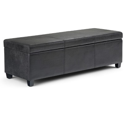 Avalon - Storage Ottoman Bench - Distressed Black